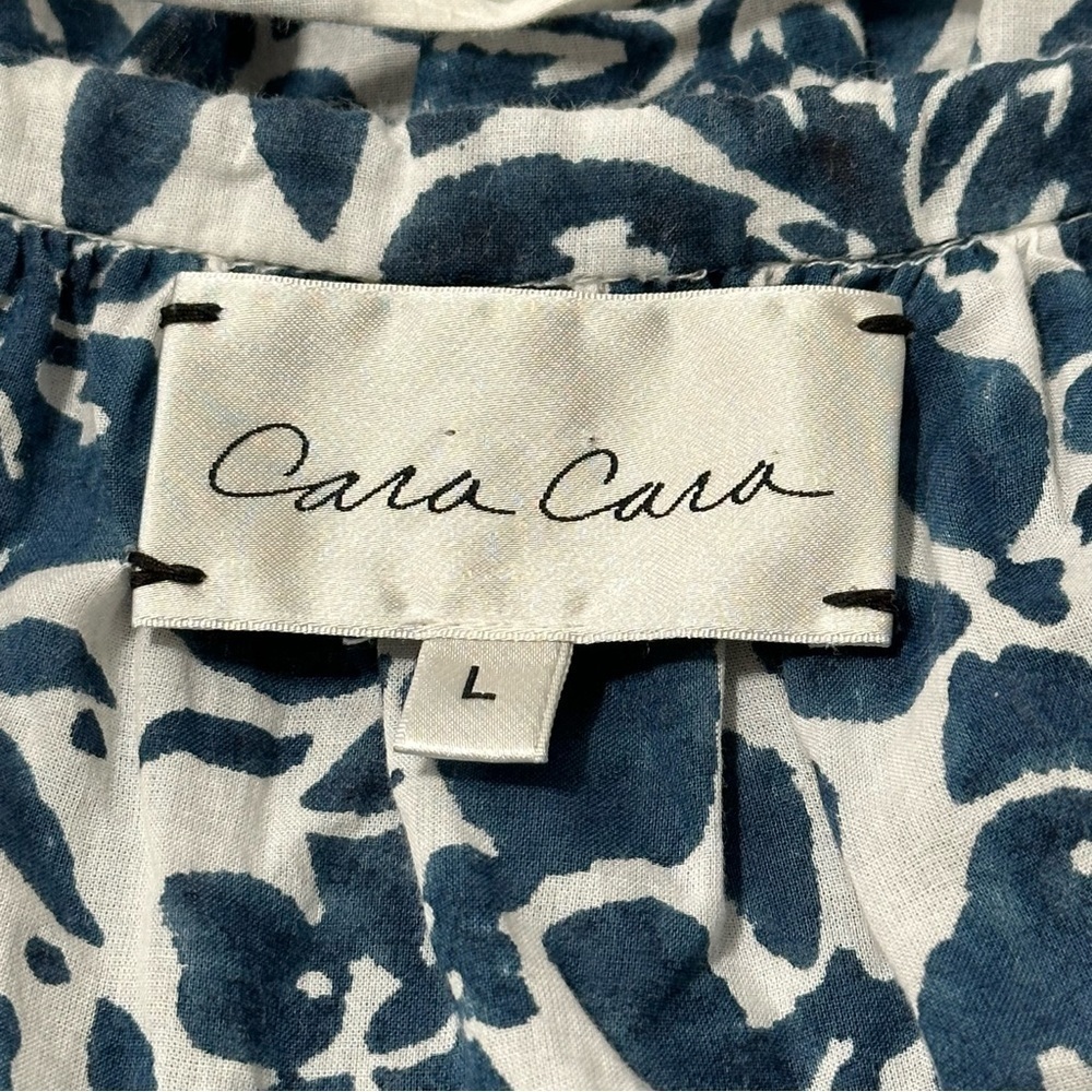 Cara Cara Women’s Size L Indigo Blue White Block Print Harbour Island Maxi Dress - Picture 8 of 9